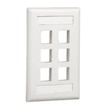 Panduit NK6FWHY | NK 6-Port, single gang, Flush Mount Vertical Faceplate With Labels, White