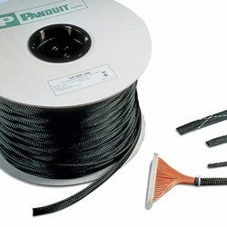 Panduit SE125P-LR0 | SE125P-LR0 Braided Sleeving, Black, PET, 1.25" Nom Dia., 50', PK1