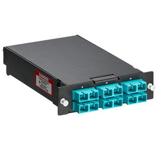 Leviton SPSCS-12A | SDX Pigtail Fusion Splice Module pre-loaded with duplex SC adapters (Aqua)