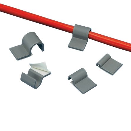 Panduit A1C12-A-C8 Cord Clip, Rubber Adhesive Tape, .12";(3.2mm) Bundle, Gray, Pack of 100