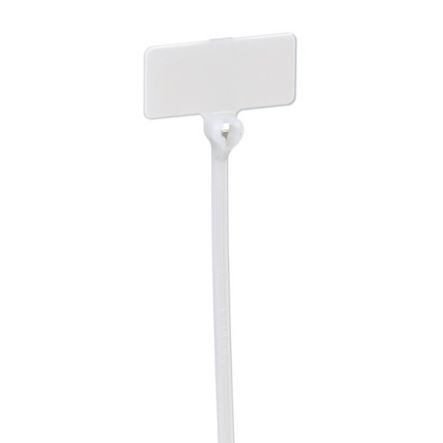 Panduit BF2M-C Marker Cable Tie, Flag, Miniature, 0.36"; x 0.81"; (9.1mm x 20.6mm) Write-On Area, 2"; (51mm) Maximum Bundle Diameter, Nylon, Natural, Pack of 100