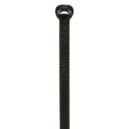 Panduit BT4I-C0 Cable Tie, Metal Barb, 14.3";L (363mm), Intermediate, Weather-resistant, Black, Pack of 100