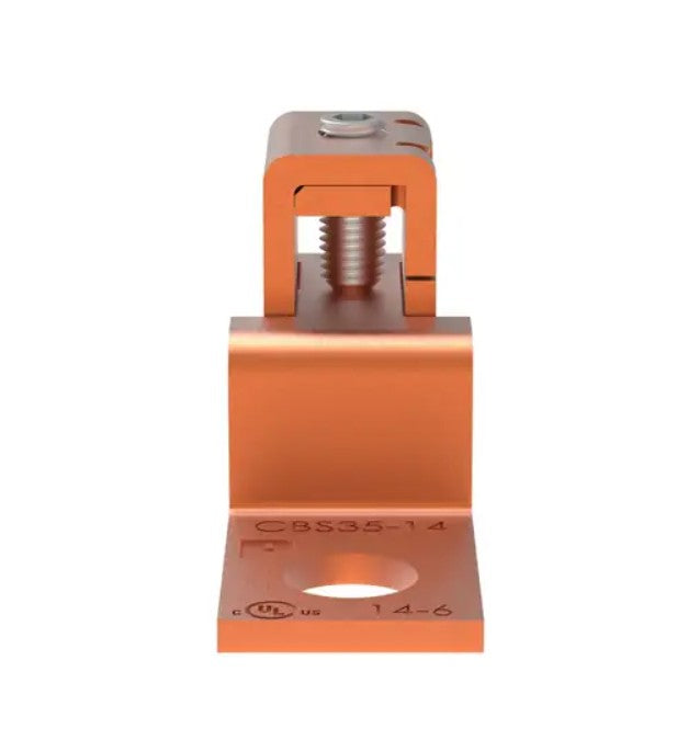 Panduit CBS35-14-C | Copper Mechanical Lug, 1 Hole, 1 Barrel, Offset Floating Tongue, #14 - #6 AWG, 1/4" (6.4mm) Stud