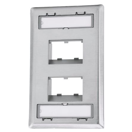Panduit CFPSL4S | Mini-Com, Stainless Steel, Recessed, 4 Port, Faceplate