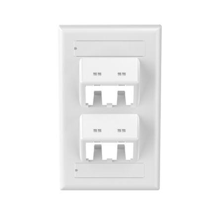 Panduit CFPSL4WHY | Mini-Com, Classic, Sloped,Faceplate, 4 Port, White