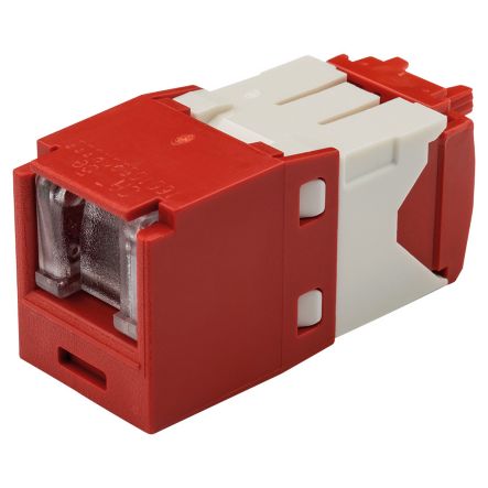Panduit CJH5E88TGRD | Mini-Com UTP RJ45 Cat 5e Shuttered TG Jack Module, Red