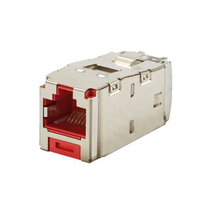 Panduit CJS6X88TGRDY Mini-com Module, Cat 6A, Shielded, 8 Pos 8 Wire, Universal, TG Style, (RD)