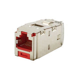 Panduit CJS6X88TGRDY Mini-com Module, Cat 6A, Shielded, 8 Pos 8 Wire, Universal, TG Style, (RD)