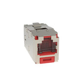 Panduit CJSH6X88TGRDY | Mini-Com STP RJ45 Cat 6A Shuttered TG Jack Module, Red