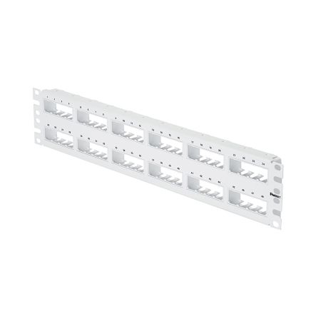 Panduit CPP48FMWWH | Mini-Com, Flat,Unshielded, Patch Panel, 48 Port, 2 RU, White