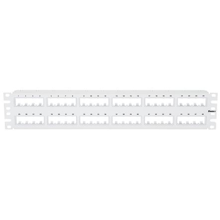 Panduit CPP48FMWWH | Mini-Com, Flat,Unshielded, Patch Panel, 48 Port, 2 RU, White