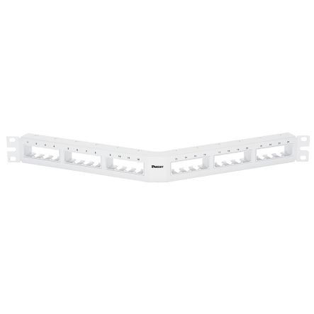 Panduit CPPA24FMWWH | Mini-Com, Angled,Unshielded, Patch Panel, 24 Port, 1 RU, White