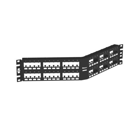 Panduit CPPA48FMWBLY | Mini-Com Ang Flush Patch Panel, 48 Port, 2 RU, BL