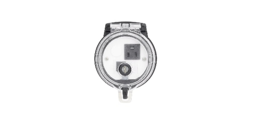 Panduit DAP3BC-S3-4C | Data Access Port, 3In. Base, Simplex Outlet, 3 Amp Circuit Breaker, CAT 5E Shielded Coupler, CustOM Marking