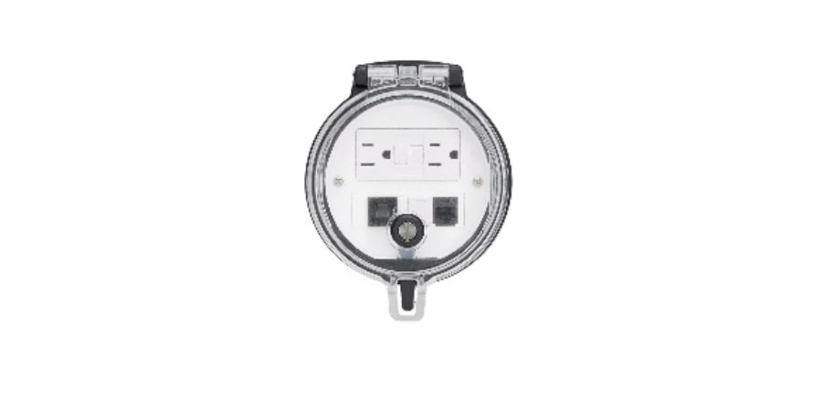 Panduit DAP4BC-G0-5UC | Data Access Port, 4In. Base, GFCI Outlet, CAT 5E Coupler, Usb Coupler, CustOM Marking