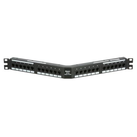 Panduit DPA245E88TGY | DP5e Angled Cat 5e Punchdown Patch Panel 24 Ports, 1RU, Black