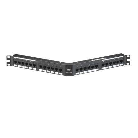 Panduit DPA245E88TGY | DP5e Angled Cat 5e Punchdown Patch Panel 24 Ports, 1RU, Black