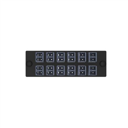 Panduit FAP12WFDBDLCZ | Opticom Keyed F-Dark Blue Fiber Adapter Panel, OM4, 12 LC Duplex
