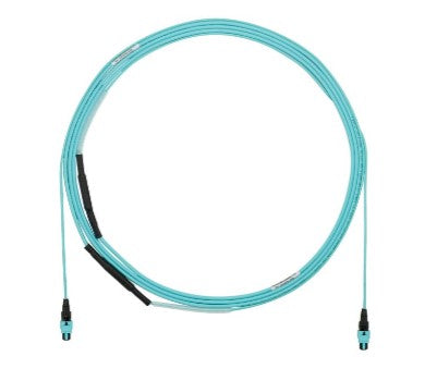 Panduit FYZTP77Y005F055 | 12 Fiber OM4 MPO Female - MPO Female Plenum 1m B Optimized Polarity B Pulling Eye Aqua 55 Feet