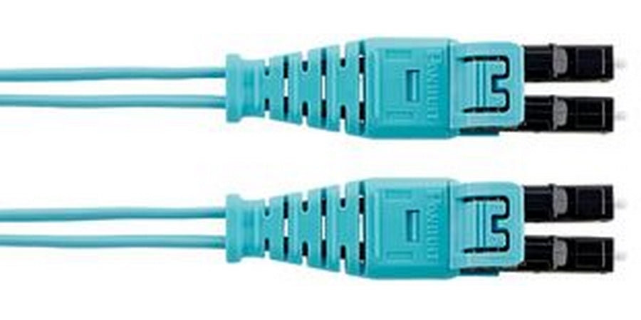 Panduit FZ2ERQ1Q1ONF002 | HD Flex Fiber 1.6mm Patchcord, OM4, 2-Fiber, OFNR (Riser), Push/Pull LC to Push/Pull LC, Optimized IL, Aqua Jacket, 2ft