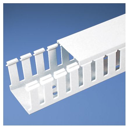 Panduit G1X1WH6-A Slotted Duct, PVC, 1";X1";X 6 FT. Long, ADH, White, Base and Covers Sold Separately