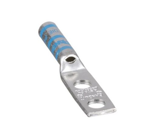 Panduit LCC6-14AW-L | Compression Lug, #6 AWG, 1/4" Stud, Long Barrel, 0.63", Tin-Plated, Blue, RoHS