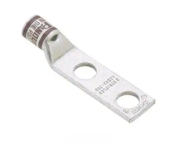 Panduit LCDX1-14B-X | Compression Lug, Green, Copper, 2 Hole, Standard, Stud Size 1/4 in., Die Index P37, 1 AWG