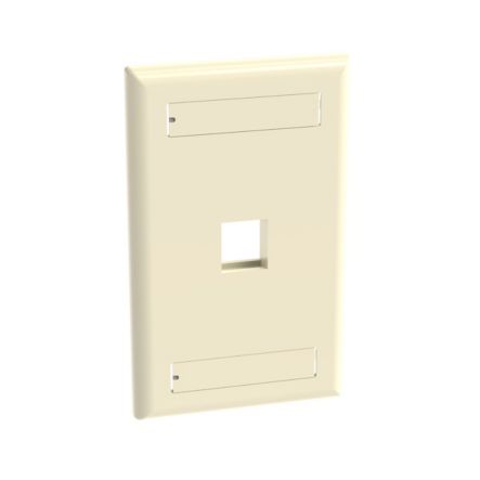 Panduit NK1FEIY | NK 1-Port, single gang, flush mount Faceplate With labels, Electric Ivory