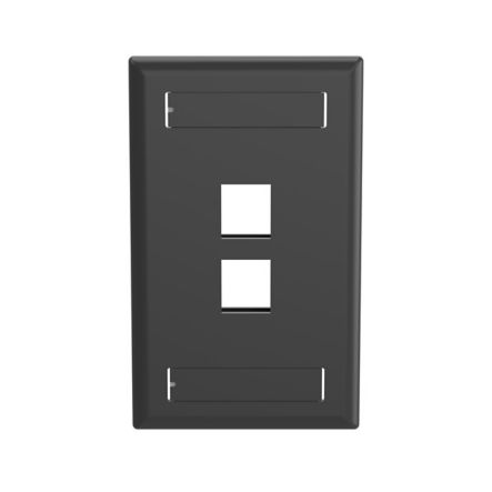 Panduit NK2FBL | Netkey Faceplate, 2-Port, Black, With Label Pocket