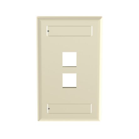 Panduit NK2FEIY | NK 2-Port, single gang, flush mount Faceplate With labels, Electric Ivory