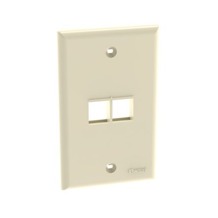 Panduit NK2FNEI | NK 2-Port, Single Gang, Flush Mount Faceplate, Electric Ivory