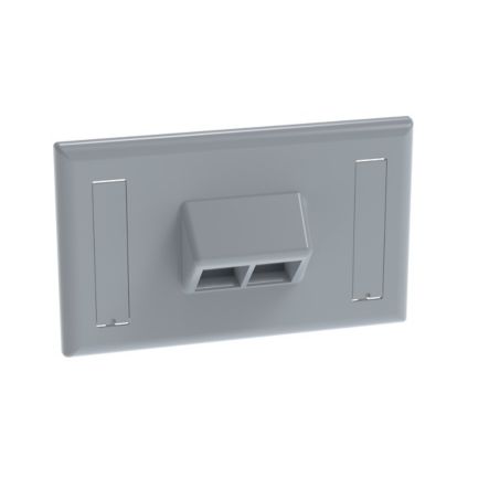 Panduit NK2HSFIGY | NetKey Faceplate, 2-Port, Horizontal, Sloped Int'l Gray, Labels