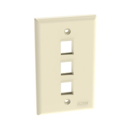 Panduit NK3FNEI | NK 3-Port, Single Gang, Flush Mount Vertical Faceplate, Electric Ivory