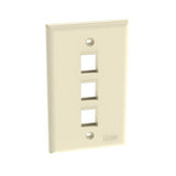 Panduit NK3FNEI | NK 3-Port, Single Gang, Flush Mount Vertical Faceplate, Electric Ivory