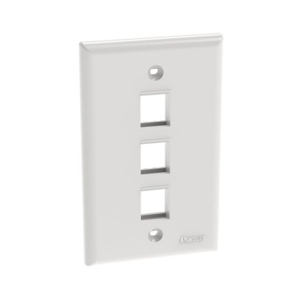 Panduit NK3FNWH | NK 3-Port, Single Gang, Flush Mount Vertical Faceplate, White