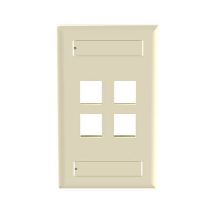 Panduit NK4FEIY | NK 4-Port, single gang, Flush Mount Vertical Faceplate With Labels, Electric Ivory