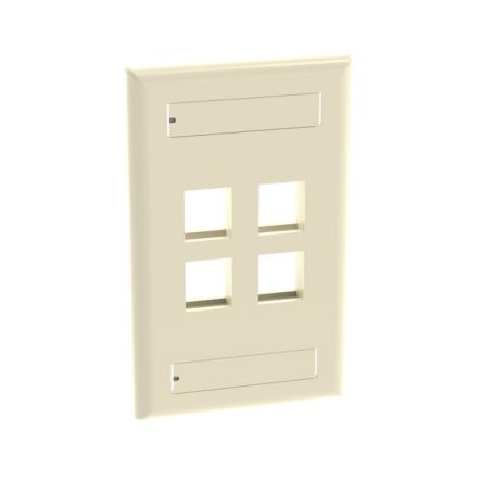 Panduit NK4FEIY | NK 4-Port, single gang, Flush Mount Vertical Faceplate With Labels, Electric Ivory