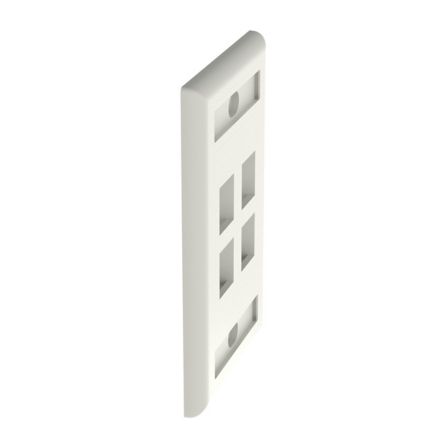 Panduit NK4FIWY | NK 4-Port, single gang, Flush Mount Vertical Faceplate With Labels, Off White