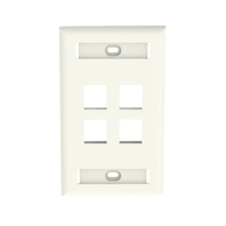 Panduit NK4FIWY | NK 4-Port, single gang, Flush Mount Vertical Faceplate With Labels, Off White
