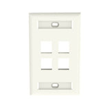 Panduit NK4FIWY | NK 4-Port, single gang, Flush Mount Vertical Faceplate With Labels, Off White