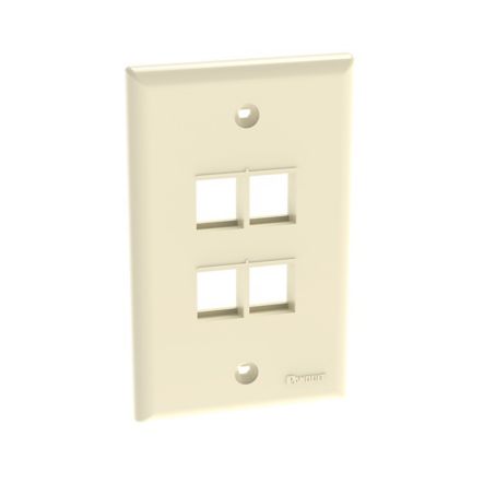 Panduit NK4FNEI | NK 4-Port, Single Gang, Flush Mount Vertical Faceplate, Electric Ivory