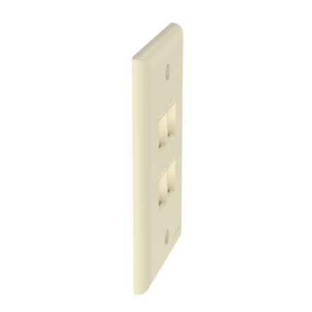 Panduit NK4FNEI | NK 4-Port, Single Gang, Flush Mount Vertical Faceplate, Electric Ivory