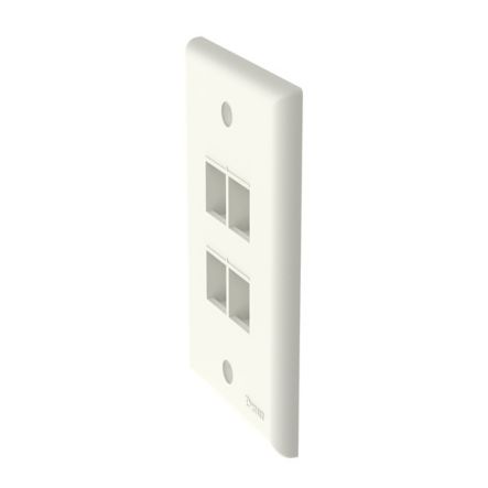 Panduit NK4FNIW | NK 4-Port, Single Gang, Flush Mount Vertical Faceplate, Off White