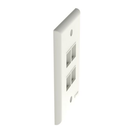 Panduit NK4FNIW | NK 4-Port, Single Gang, Flush Mount Vertical Faceplate, Off White