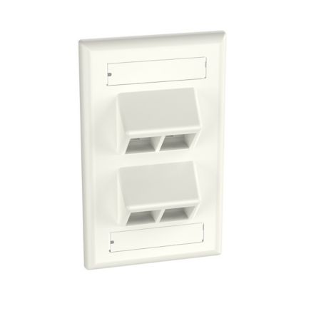 Panduit NK4VSFIW | NetKey Faceplate, 4-Port, Vertical Sloped, Int'l White, Labels