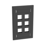 Panduit NK6FBL | NetKey Faceplate, 6-Port, Black, with Label Pocket
