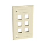 Panduit NK6FEIY | NK 6-Port, single gang, Flush Mount Vertical Faceplate With Labels, Electric Ivory