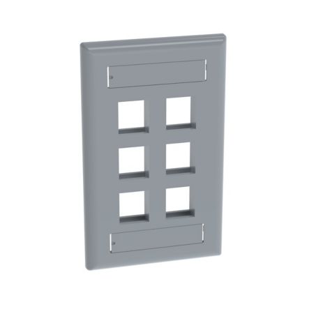 Panduit NK6FIGY | Netkey Faceplate, 6-Port, International Gray, With Label Pocket