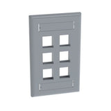 Panduit NK6FIGY | Netkey Faceplate, 6-Port, International Gray, With Label Pocket