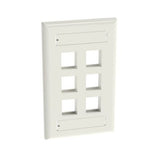 Panduit NK6FIWY | NK 6-Port, single gang, Flush Mount Vertical Faceplate With Labels, Off White